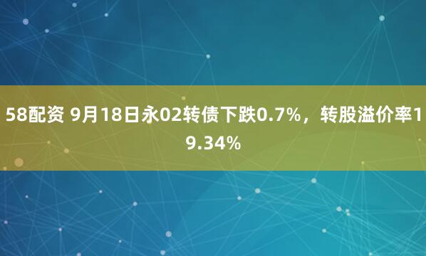 58配资 9月18日永02转债下跌0.7%，转股溢价率19.34%